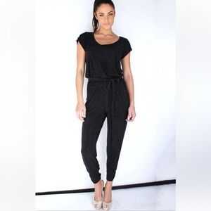 Grayse Jumpsuit Diamond Pave Cowl Neck Navy Stud Large CottageCore Y2K